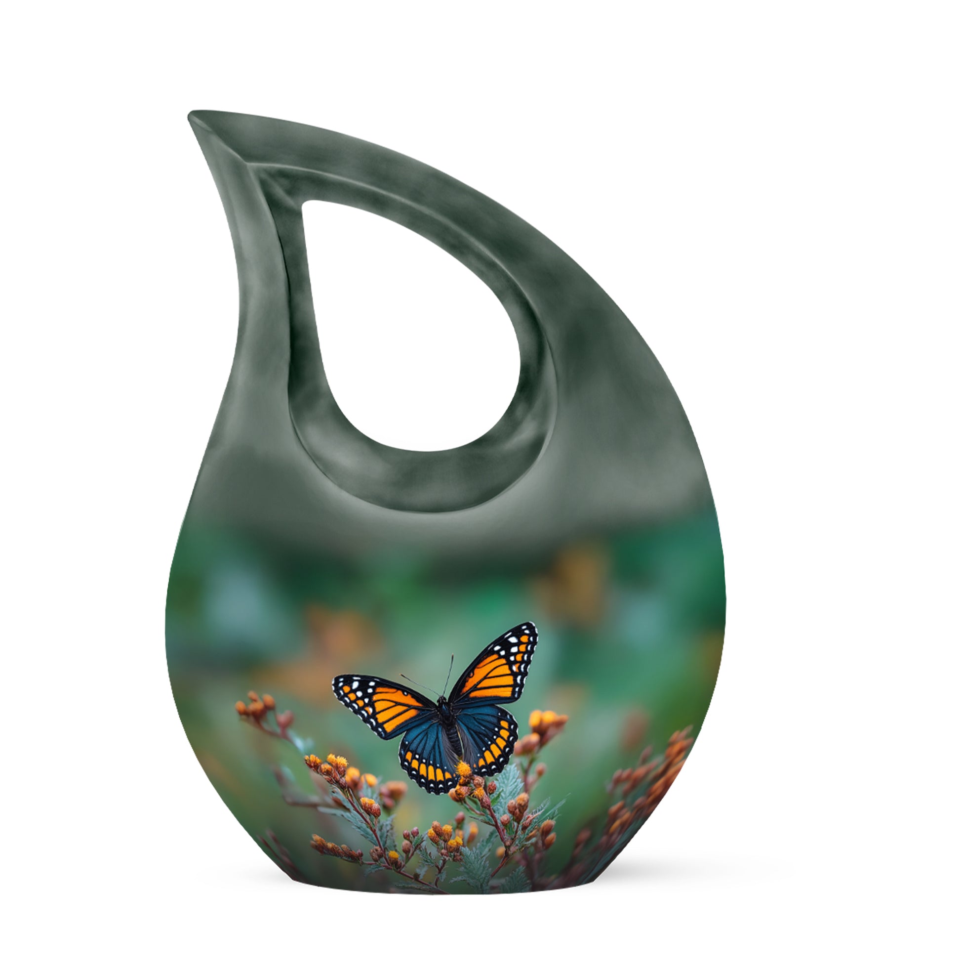Personalized Magnificent Butterfly Cremation Urns - Green 10-inch, 200 cu in - Yatskia