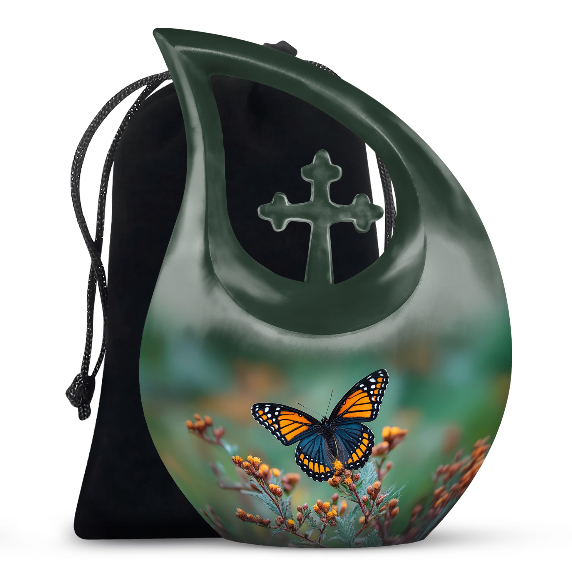 Orange Butterfly Cremation Urn - Small Urn For Ashes Keepsake Mom