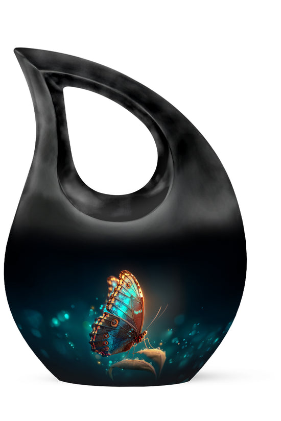 Black Butterfly Blessing Cremation Urns for Human Ashes - 10-inch, 200 cu in - Yatskia