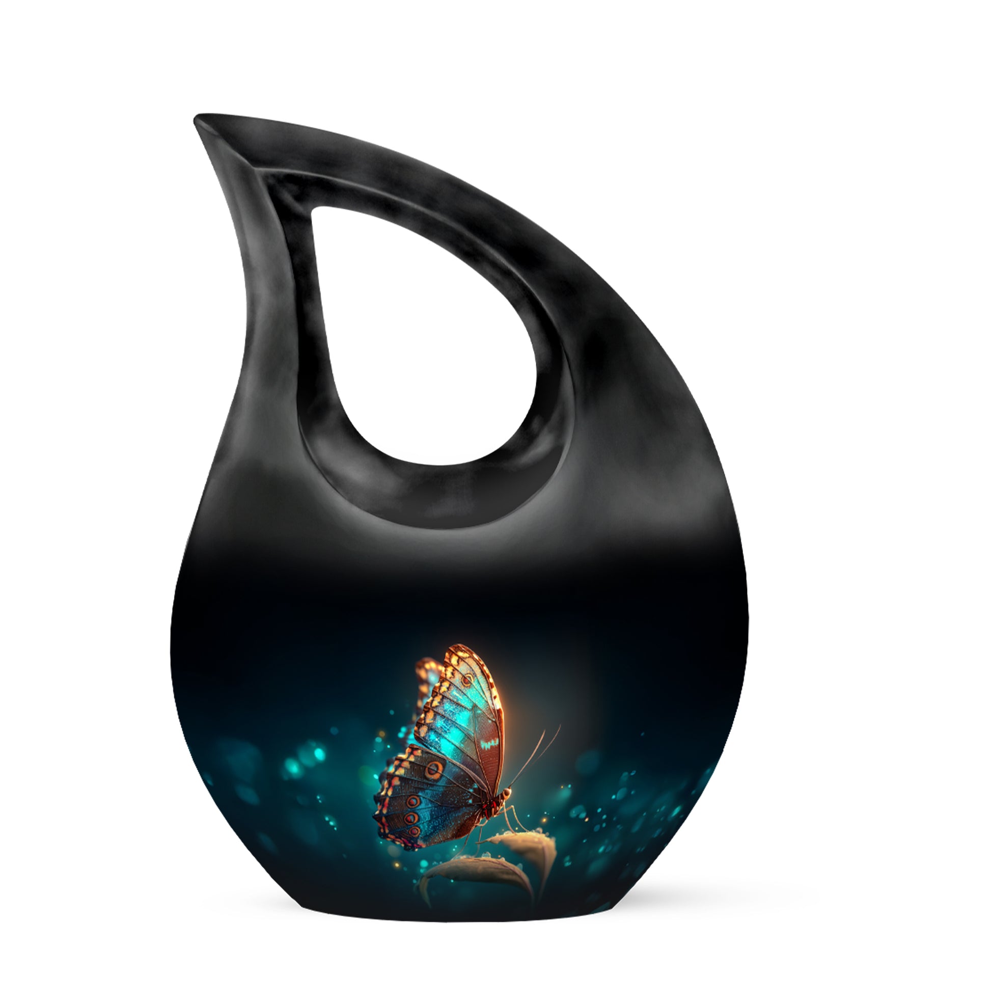 Black Butterfly Blessing Cremation Urns for Human Ashes - 10-inch, 200 cu in - Yatskia