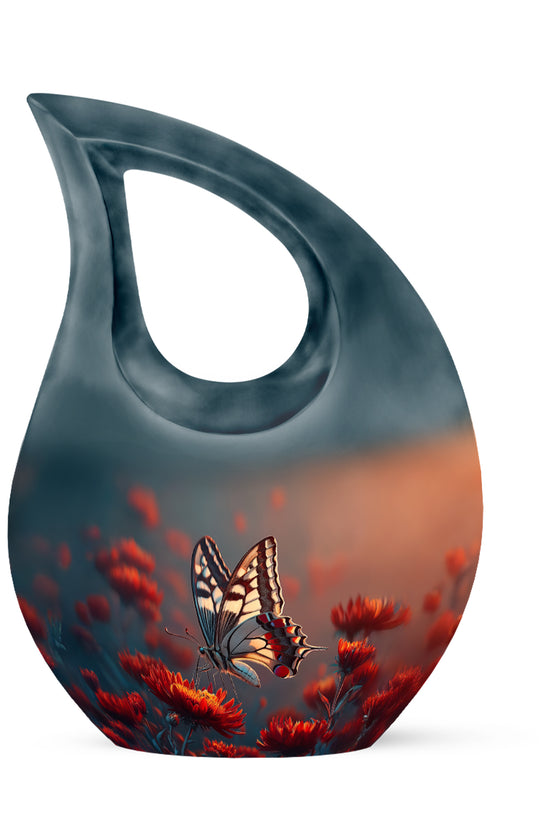 Harmonious Butterfly Cremation Urns for Human Ashes - Blue 10-inch - Yatskia