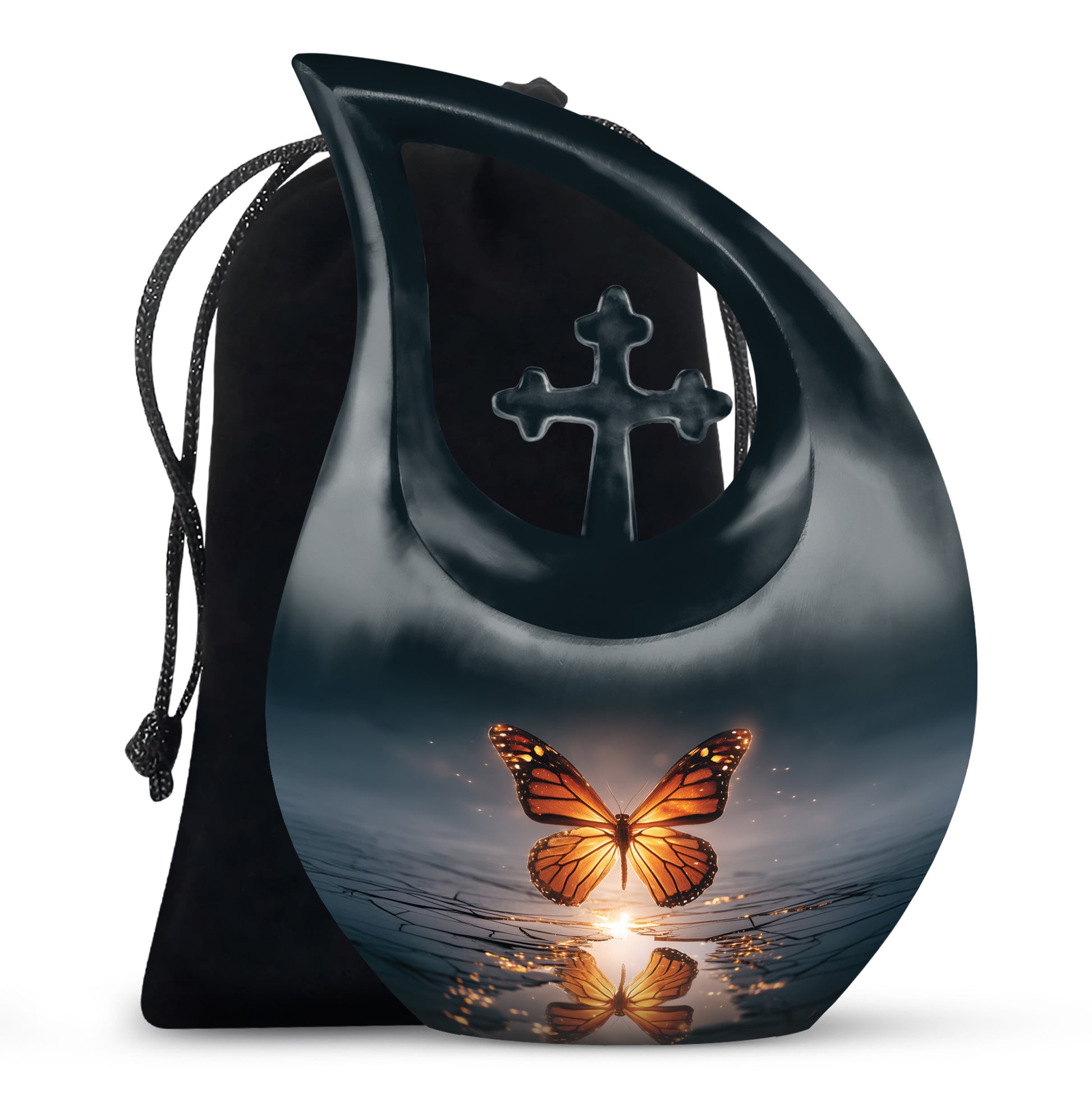 Colorful Butterfly On Flower Urn - Urn For Human Ashes Adult Women