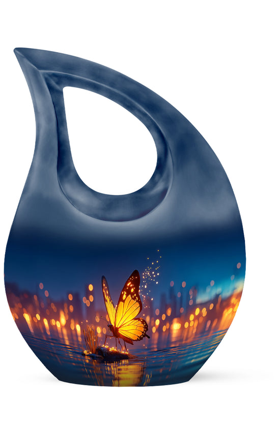 Personalized Eternal Butterfly Cremation Urns - Blue 10-inch, 200 cu in - Yatskia