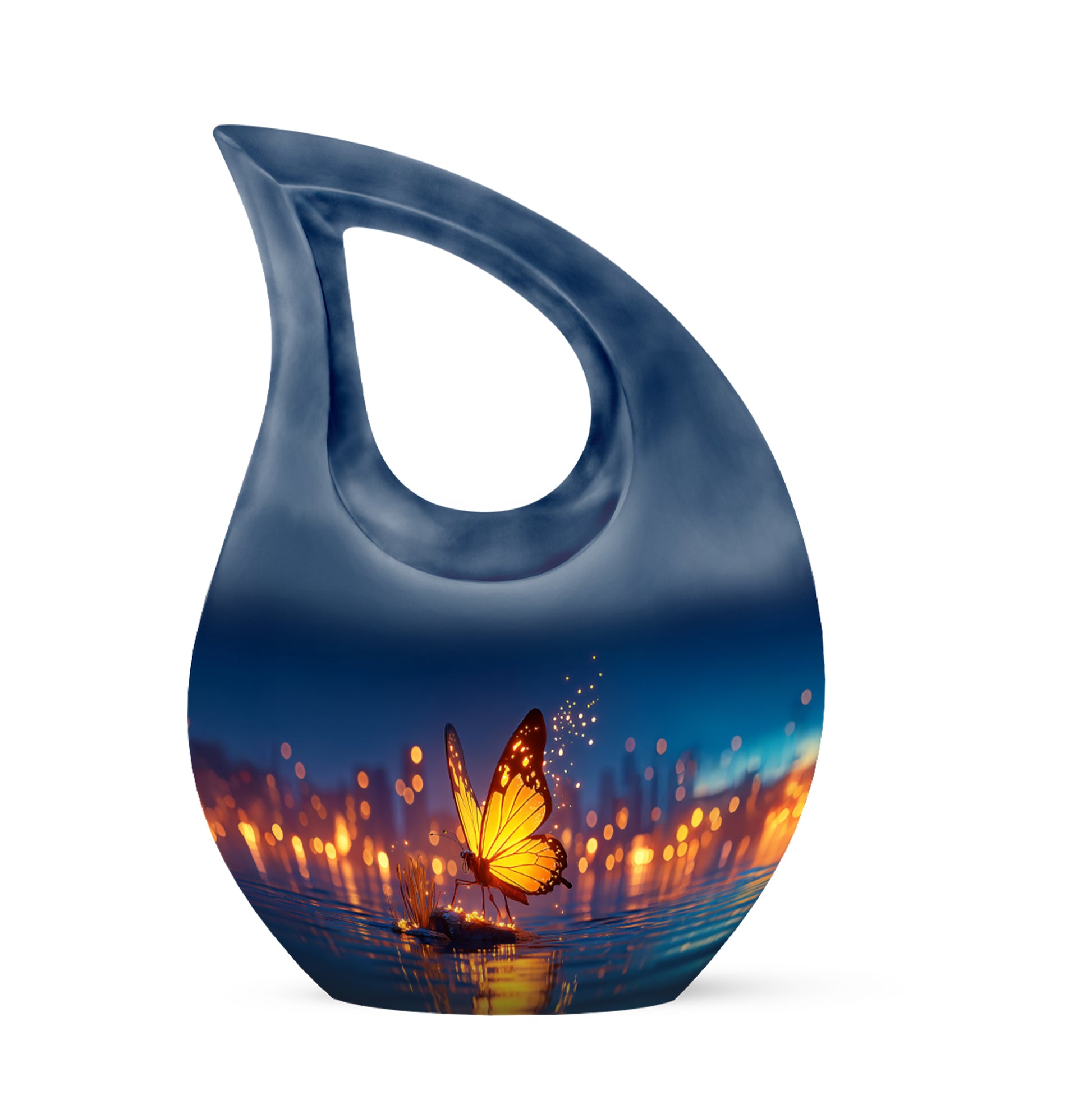 Personalized Eternal Butterfly Cremation Urns - Blue 10-inch, 200 cu in - Yatskia