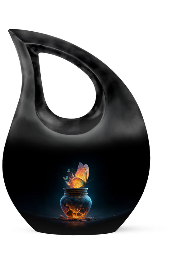 Black Butterfly Sentinel Cremation Urns for Human Ashes - 10-inch, 200 cu in - Yatskia