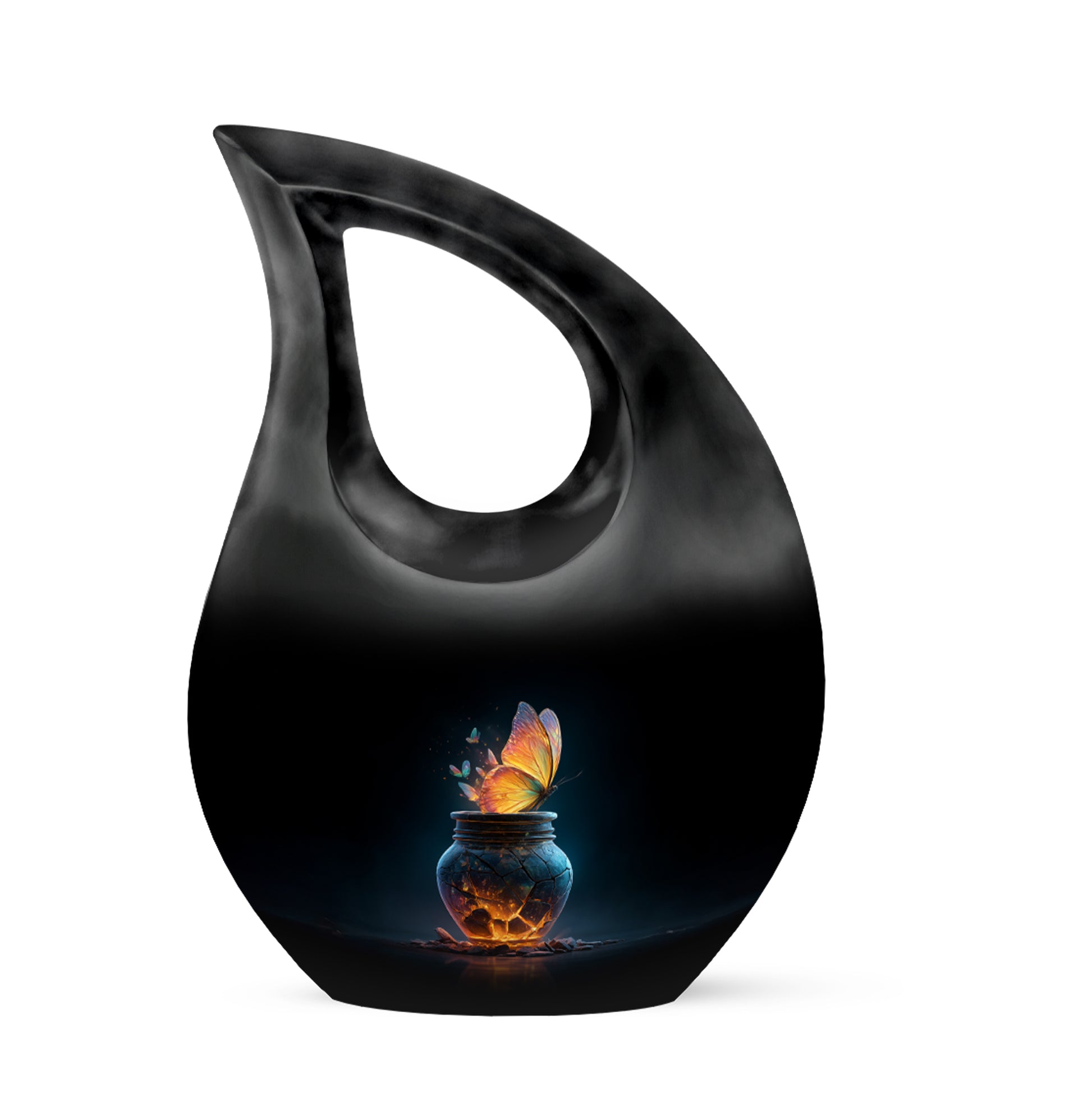 Black Butterfly Sentinel Cremation Urns for Human Ashes - 10-inch, 200 cu in - Yatskia