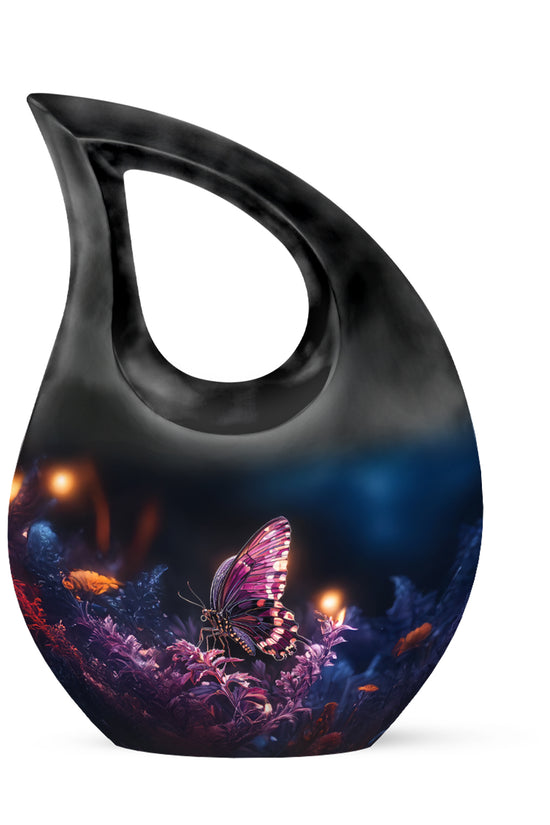 Black Butterfly Cremation Urns - Opulent Beacon 10-inch, 200 cu in - Yatskia