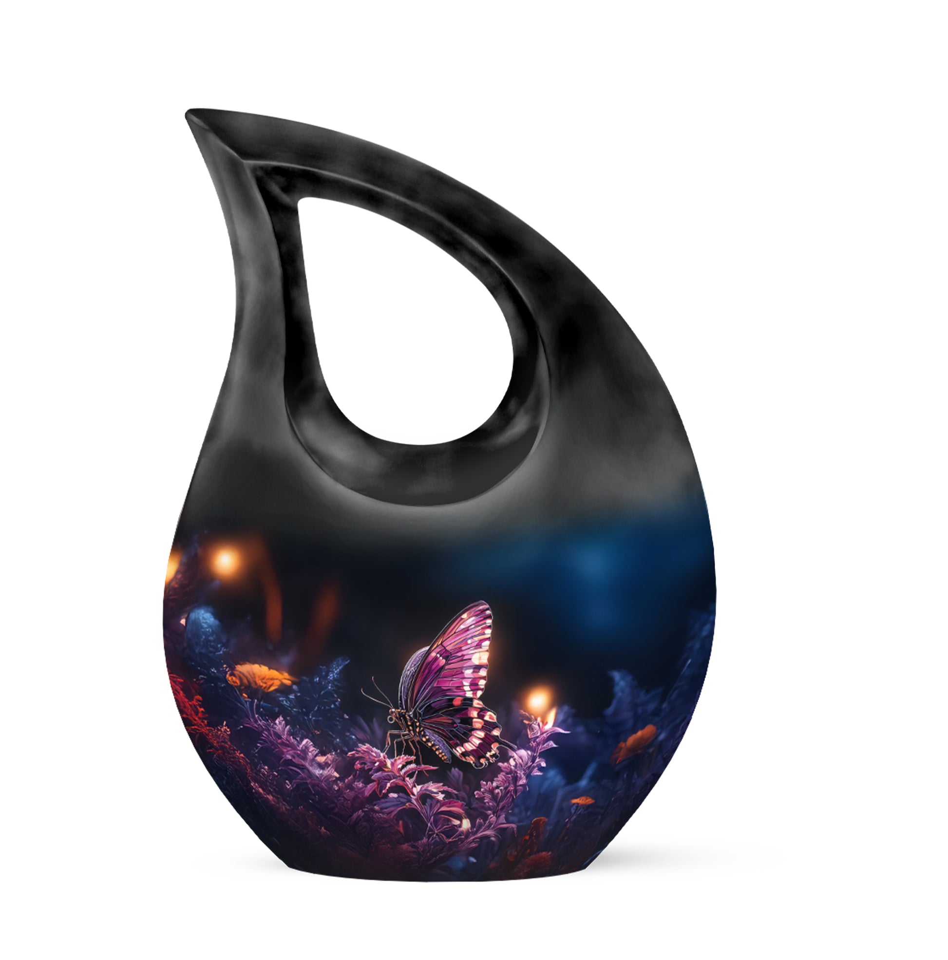 Black Butterfly Cremation Urns - Opulent Beacon 10-inch, 200 cu in - Yatskia