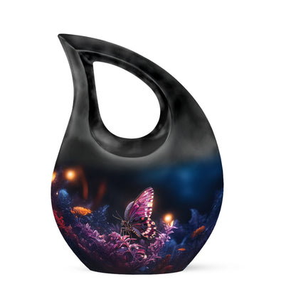 Black Butterfly Cremation Urns - Opulent Beacon 10-inch, 200 cu in - Karyliz