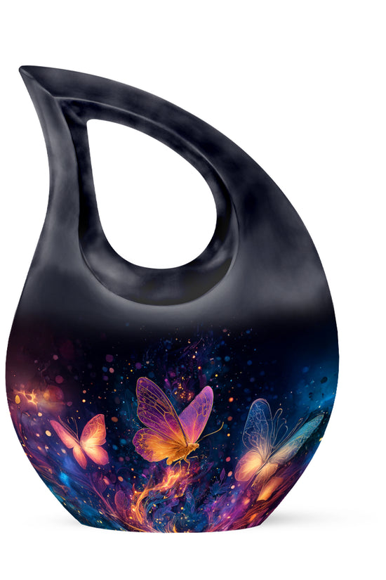 Graceful Black Butterfly Blessing Urn for Human Ashes - 10-inch, 200 cu in - Yatskia