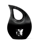 Personalized Butterfly Cremation Urns - Pristine Black 10-inch, 200 cu in - Karyliz