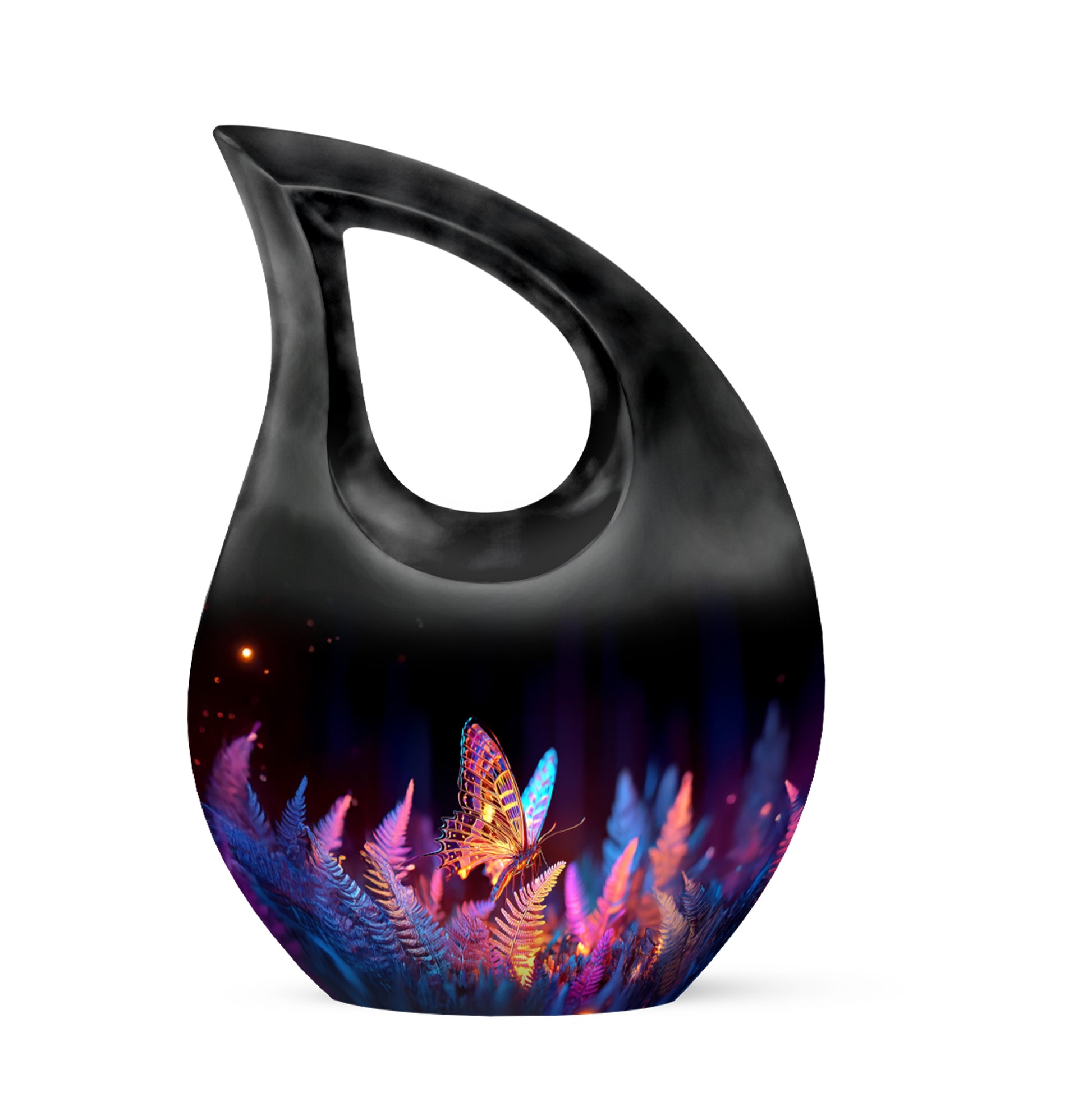 Personalized Magnificent Butterfly Cremation Urns - Black 10-inch, 200 cu in - Yatskia