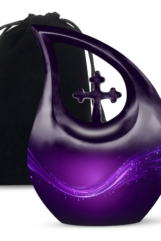 Stylish Purple Cremation Urn With Sparkle Swirl – Unique Urn For Ashes
