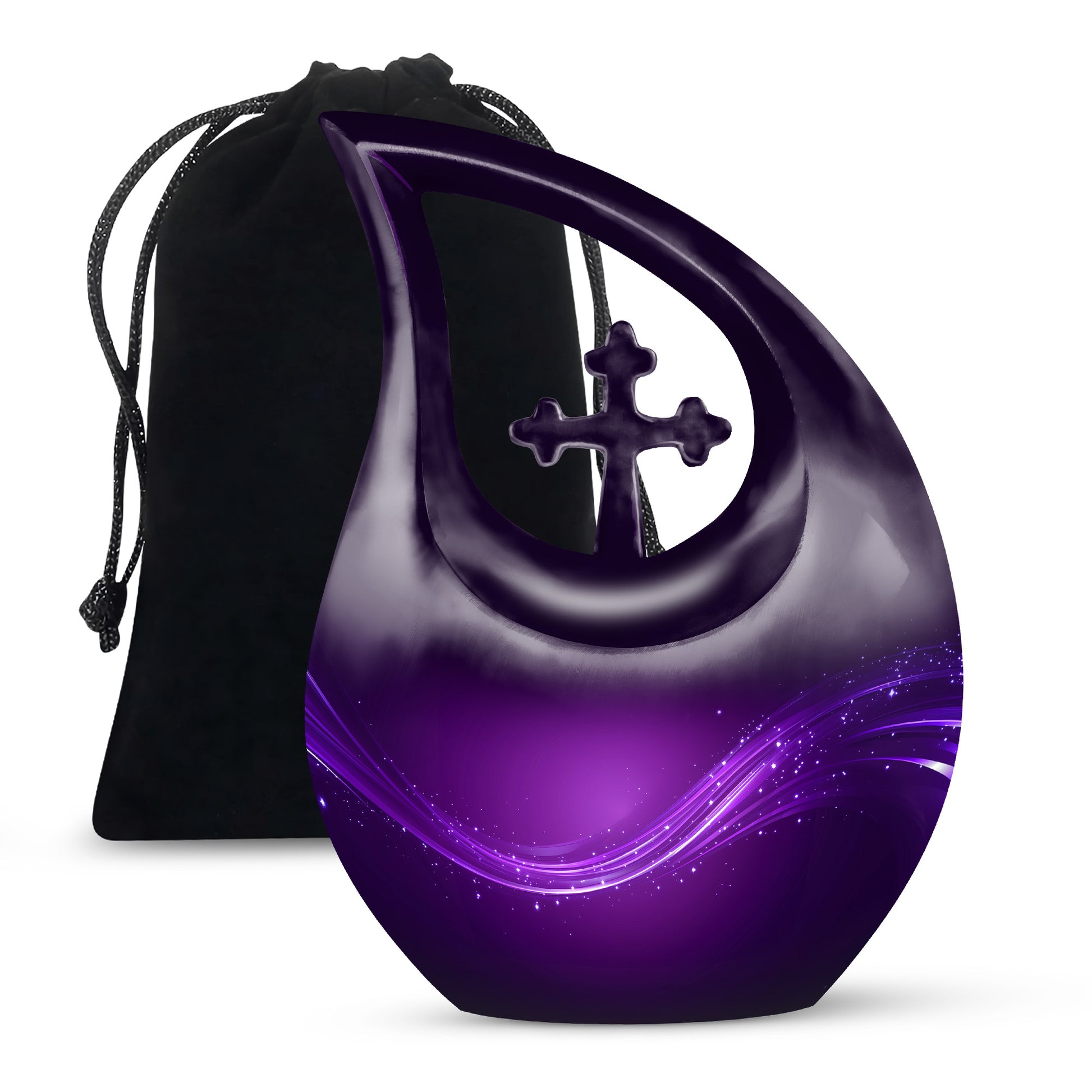 Stylish Purple Cremation Urn With Sparkle Swirl – Unique Urn For Ashes