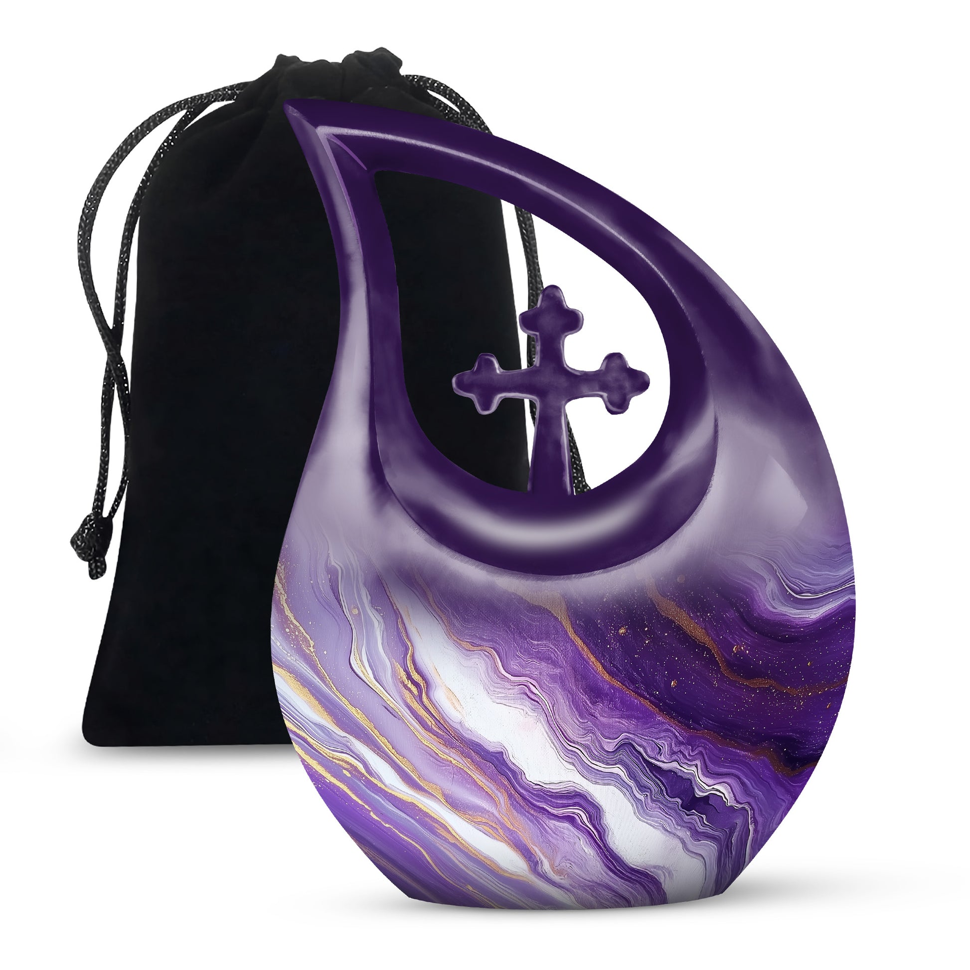 Beautiful Purple Marble Urn for Ashes – Durable Aluminum Memorial Urn