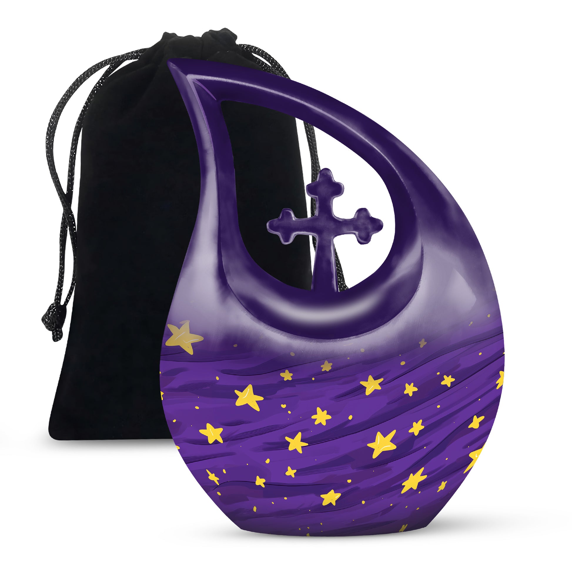 Celestial Galaxy Urn for Ashes – Purple Star Themed Memorial Urn