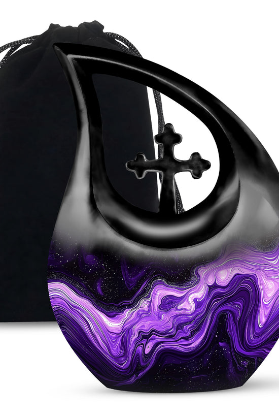 Premium Purple Swirl Cremation Urn - Beautiful Memorial Ashes Container