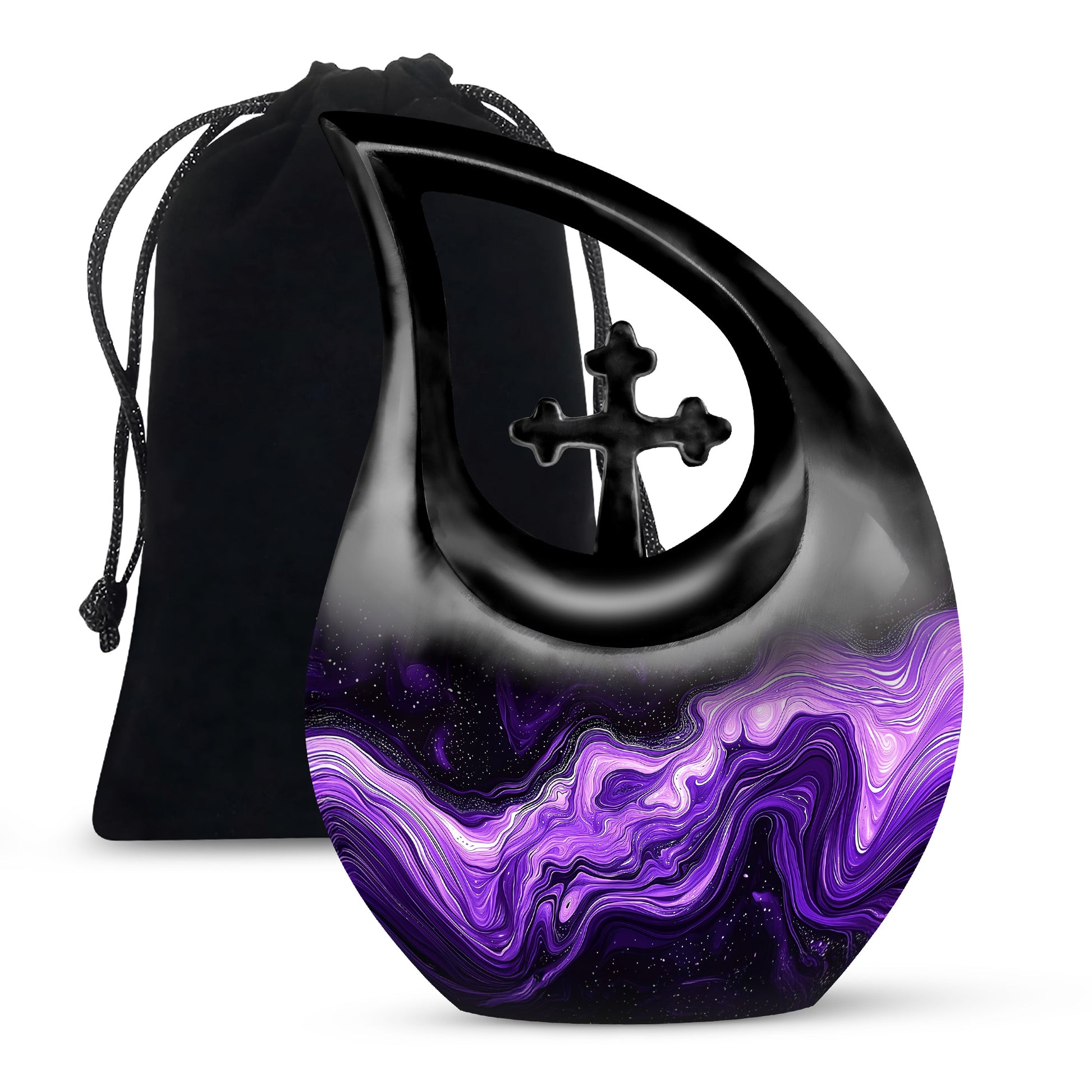 Premium Purple Swirl Cremation Urn - Beautiful Memorial Ashes Container