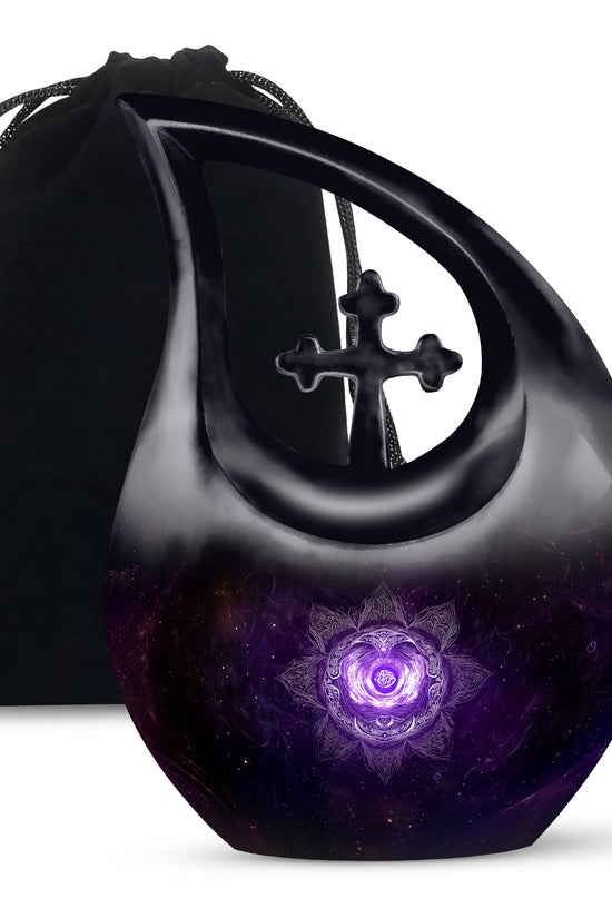 Decorative Purple Cosmic Urn – Mandala Design Urn for Human Ashes