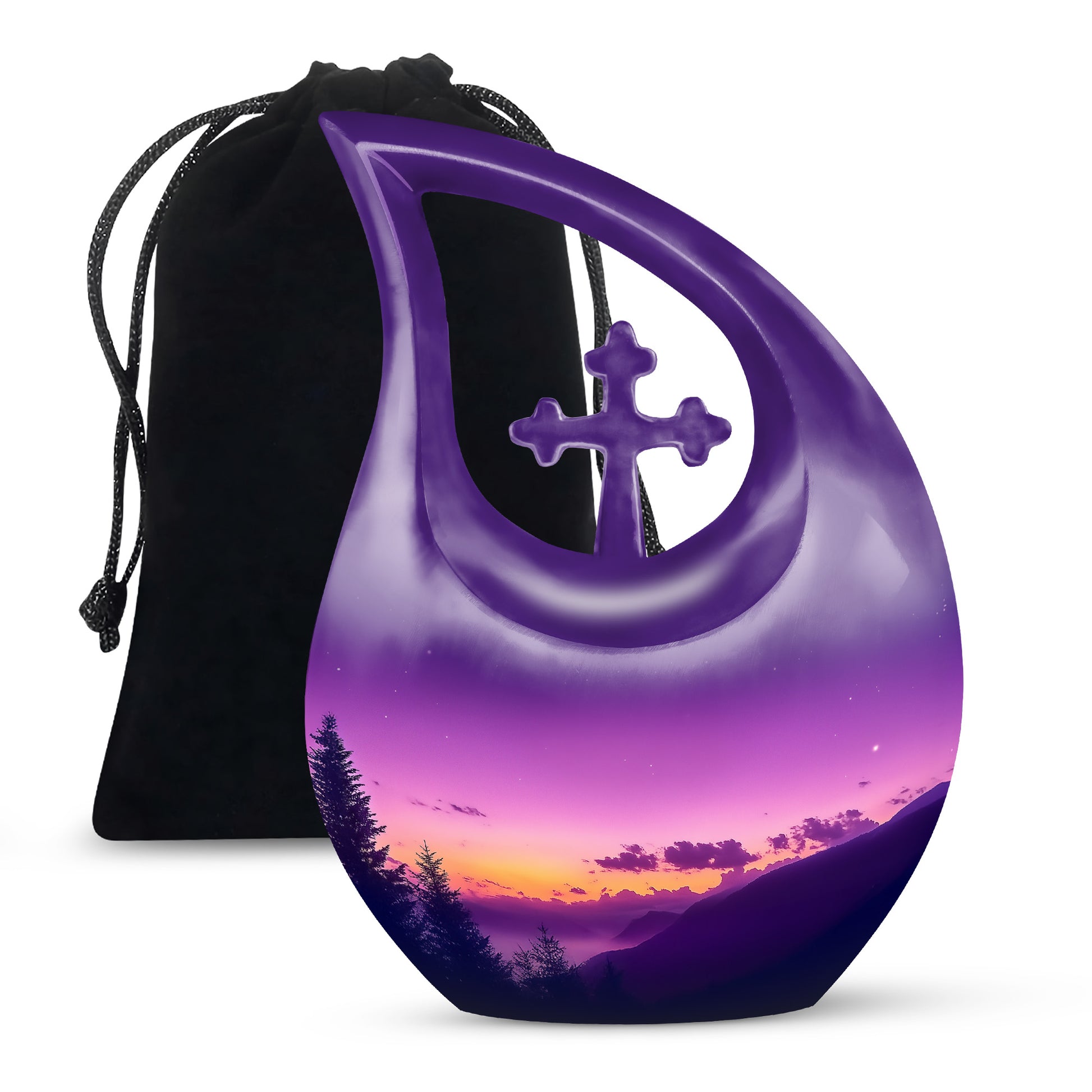 Premium Cremation Urn with Sunset Landscape – Unique Decor Urns