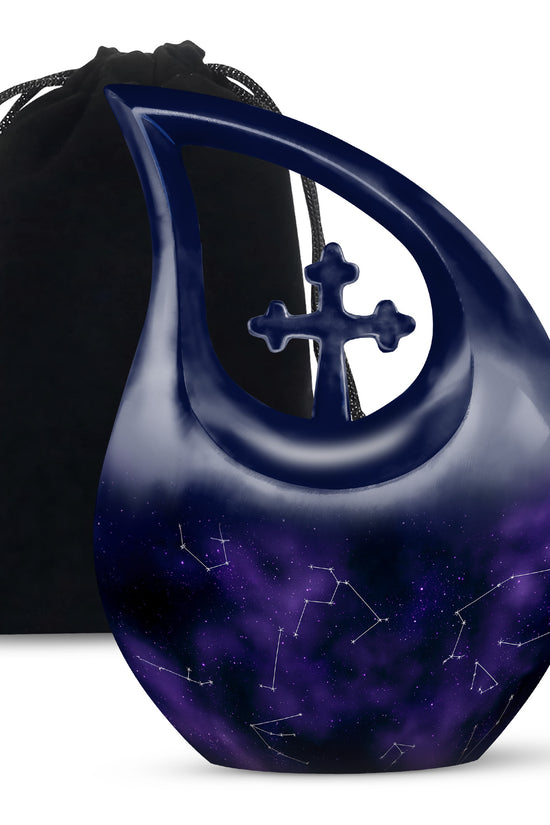 Purple Galaxy Cremation Urn – Cosmic Constellation Design Memorial Urn