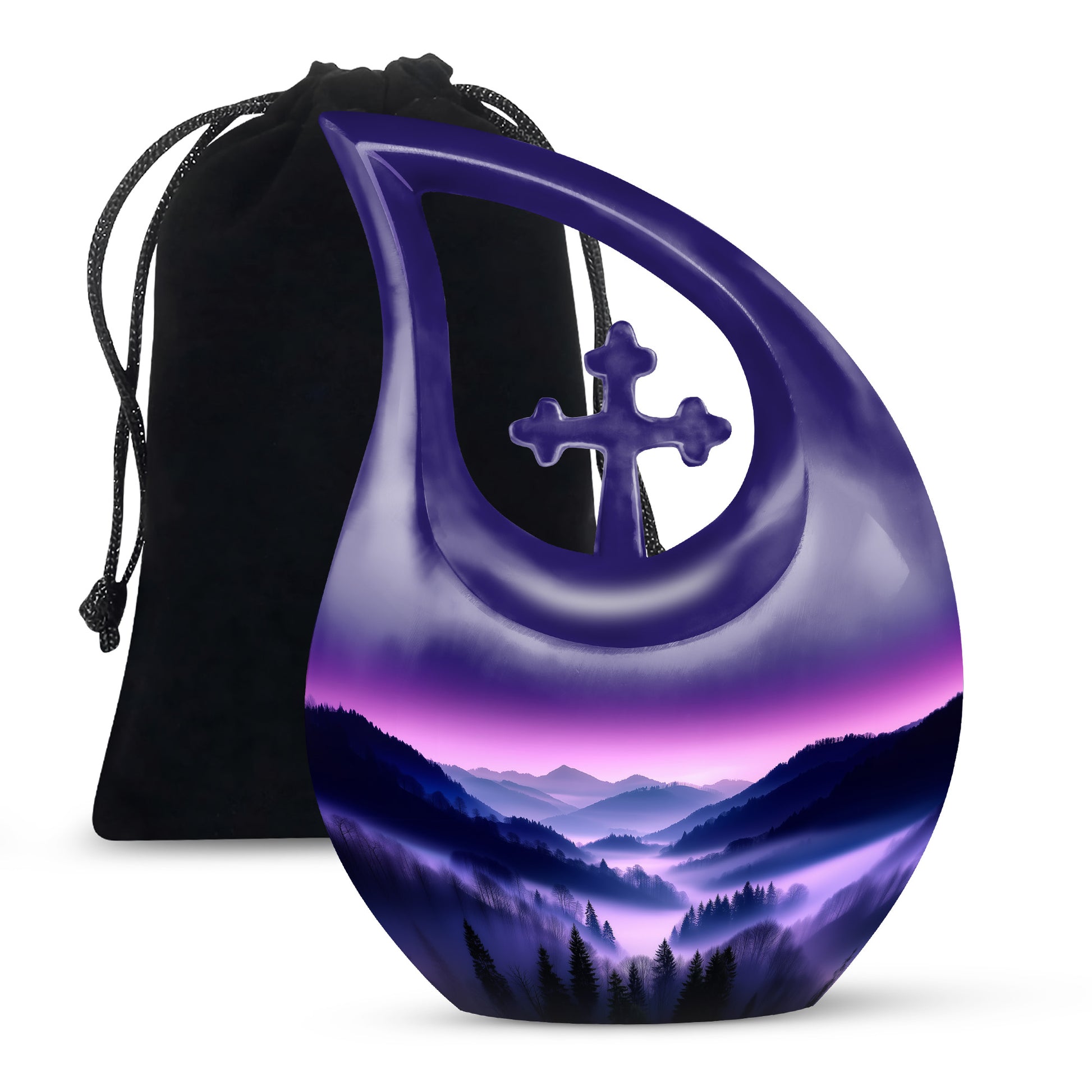Purple Night Mountain Scenic Urn - Unique Decorative Urns For Ashes