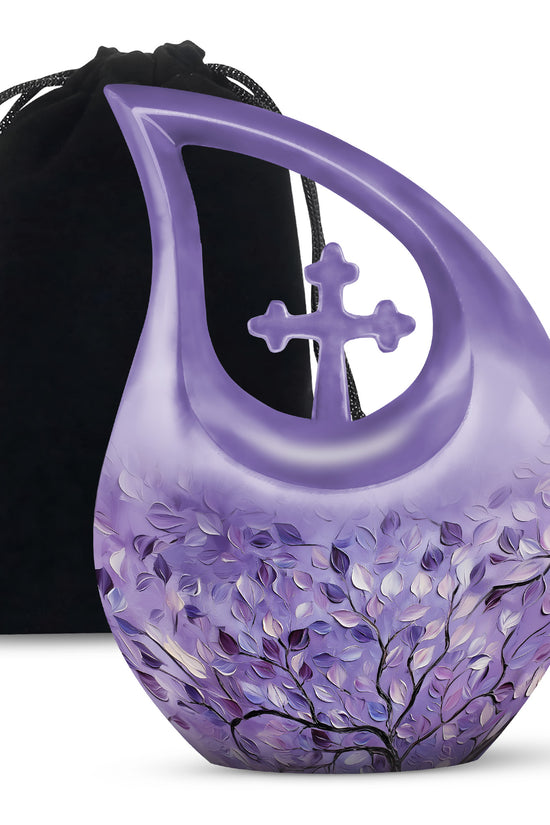 Beautiful Purple Tree Of Life Urn - Large Decorative Urns For Ashes