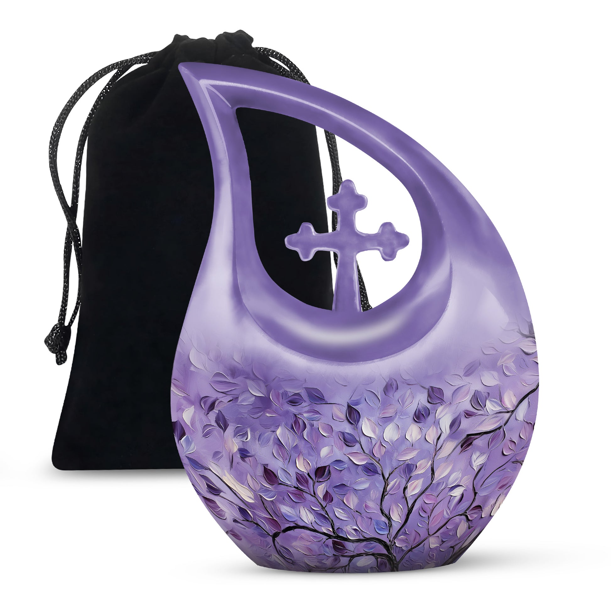 Beautiful Purple Tree Of Life Urn - Large Decorative Urns For Ashes