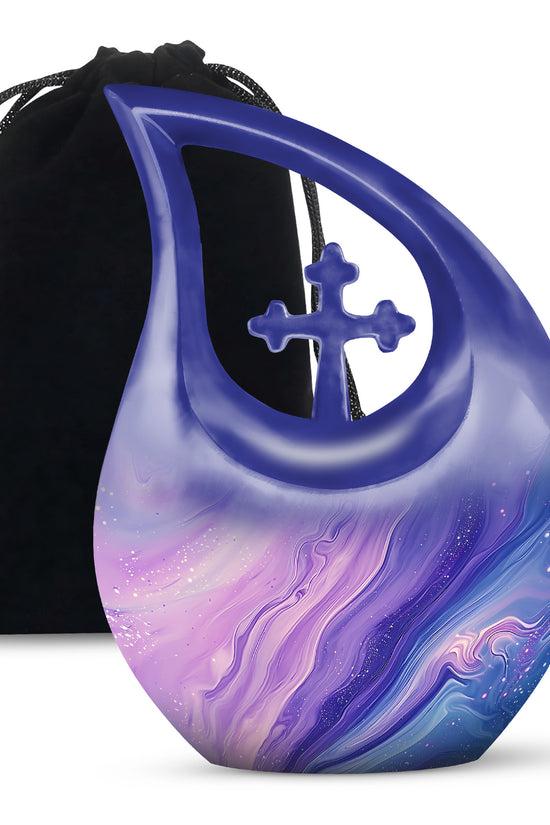 Handcrafted Purple Swirl Cremation Urn – Decorative Adult Ashes Urn