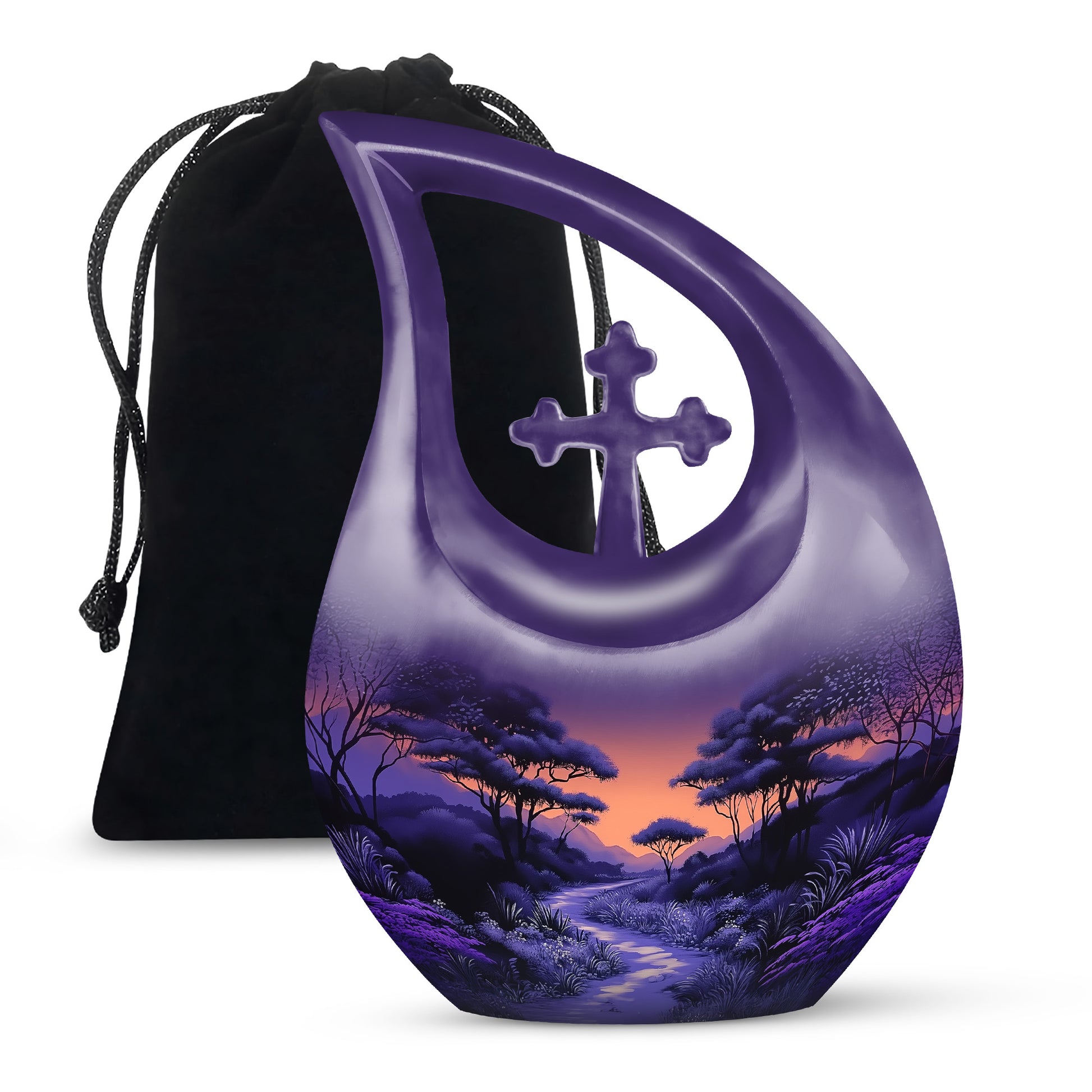 Premium Purple Sunset Memorial Urn - Personalized Decor Urns For Ashes