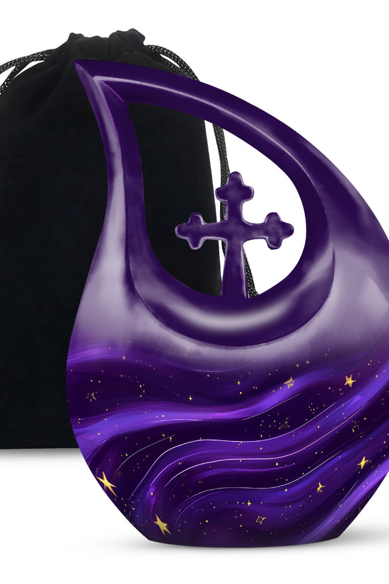Purple Galaxy Cremation Urn - Beautiful Decorative Urns For Women Ashes