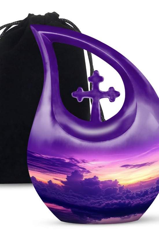 Purple Sunset Sky Funeral Urn – Beautiful Adult Memorial Urn for Ashes