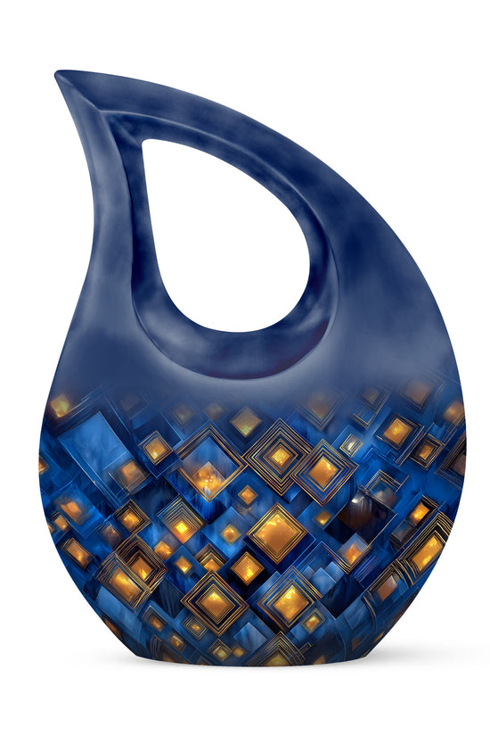 Personalized Blue Cremation Urns - Tranquil Blue 10-inch, 200 cu in - Karyliz