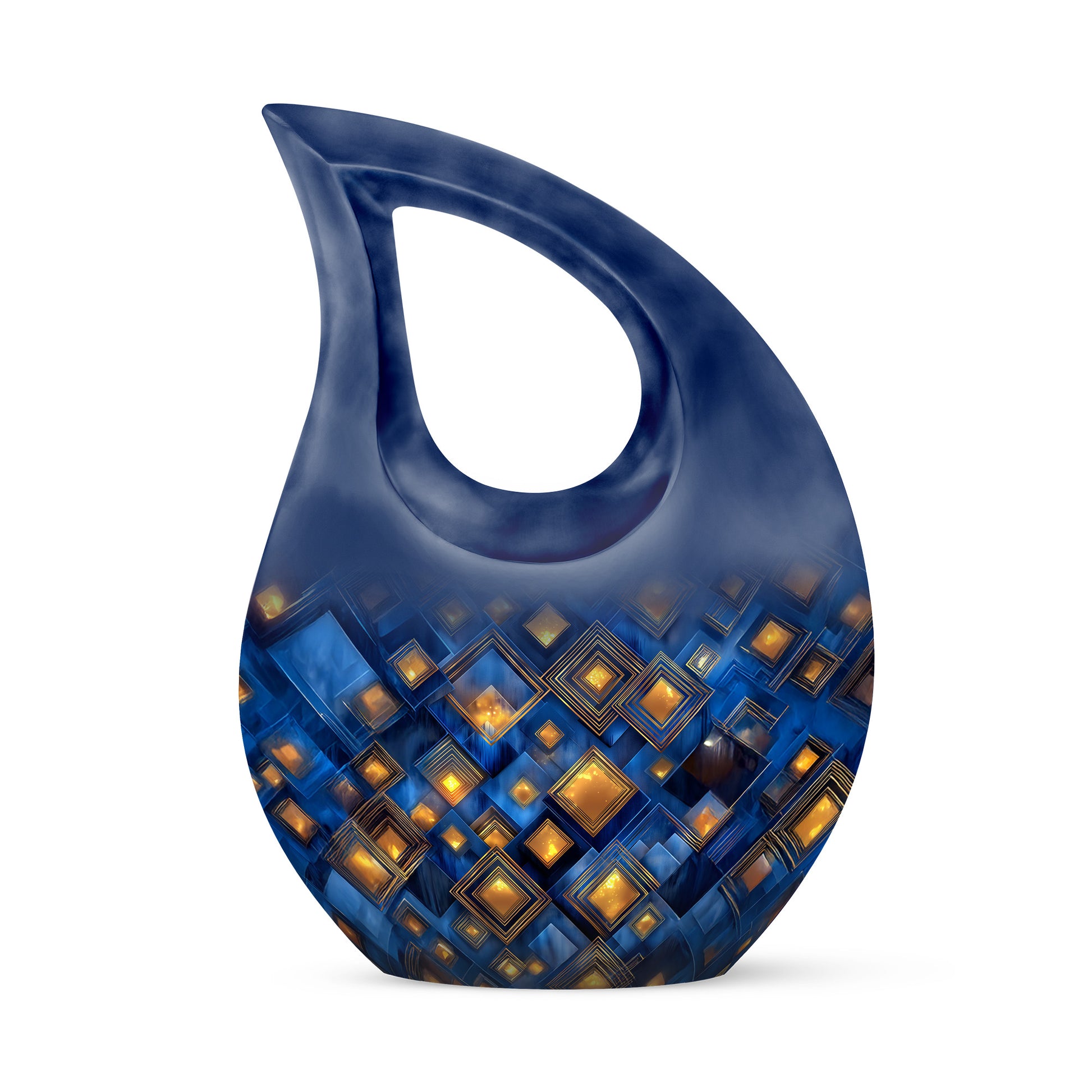 Personalized Blue Cremation Urns - Tranquil Blue 10-inch, 200 cu in - Karyliz