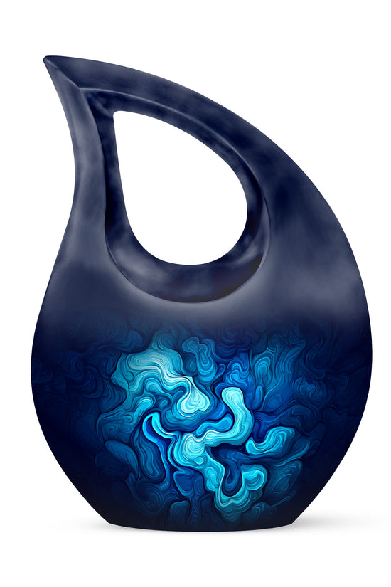 Personalized Blue Cremation Urns - Tranquil Blue 10-inch, 200 cu in - Karyliz