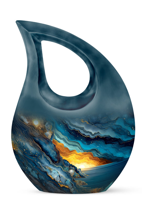 Personalized Magnificent Blue Cremation Urns - Blue 10-inch, 200 cu in - Karyliz