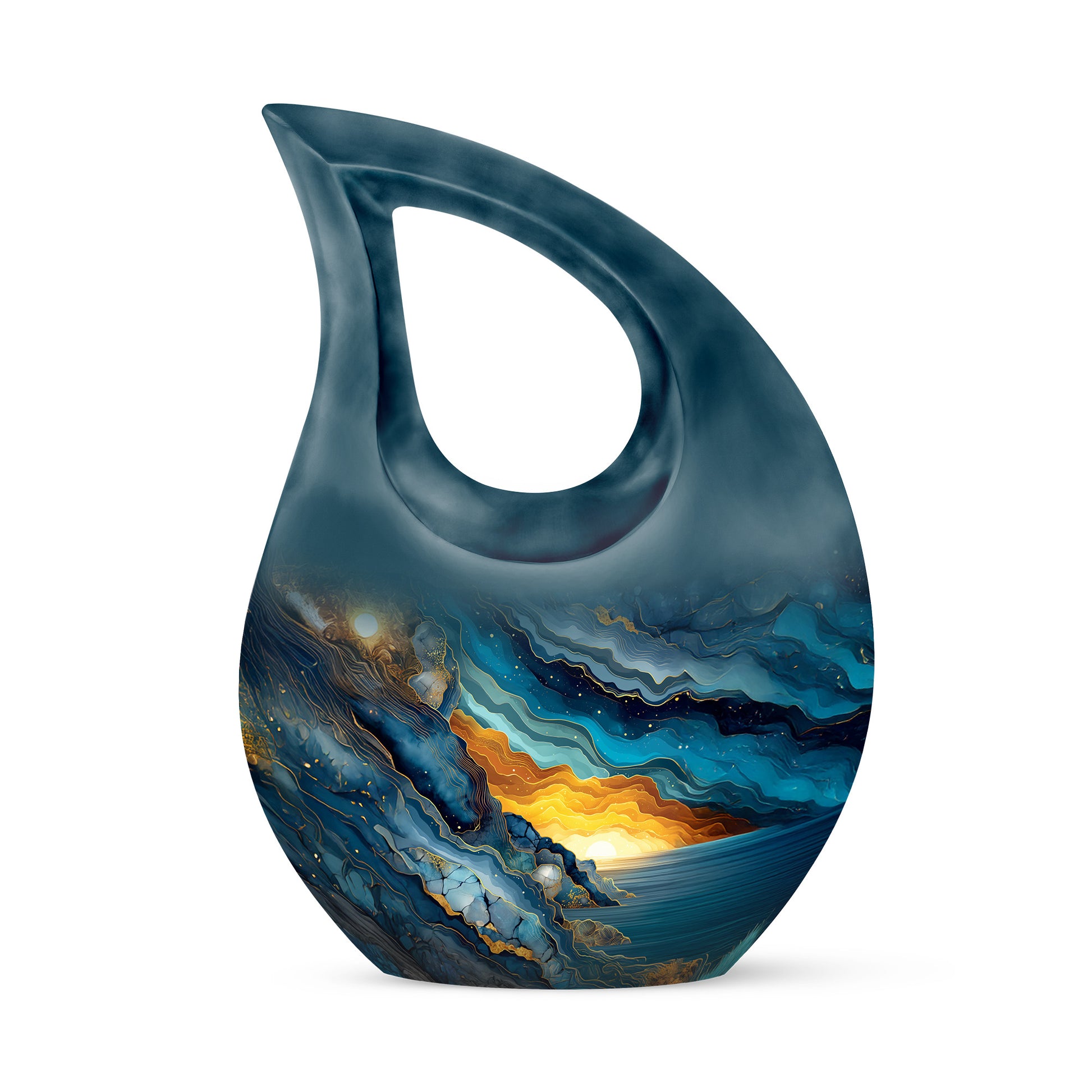 Personalized Magnificent Blue Cremation Urns - Blue 10-inch, 200 cu in - Karyliz