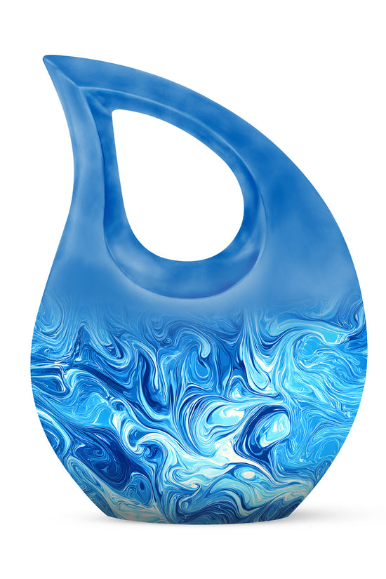 Personalized Blue Steadfast Blue Cremation Urns for Human Ashes - 10-inch, 200 cu in - Karyliz