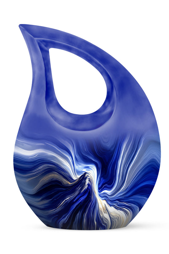 Personalized Elegant Blue Cremation Urns - Blue 10-inch, 200 cu in - Karyliz
