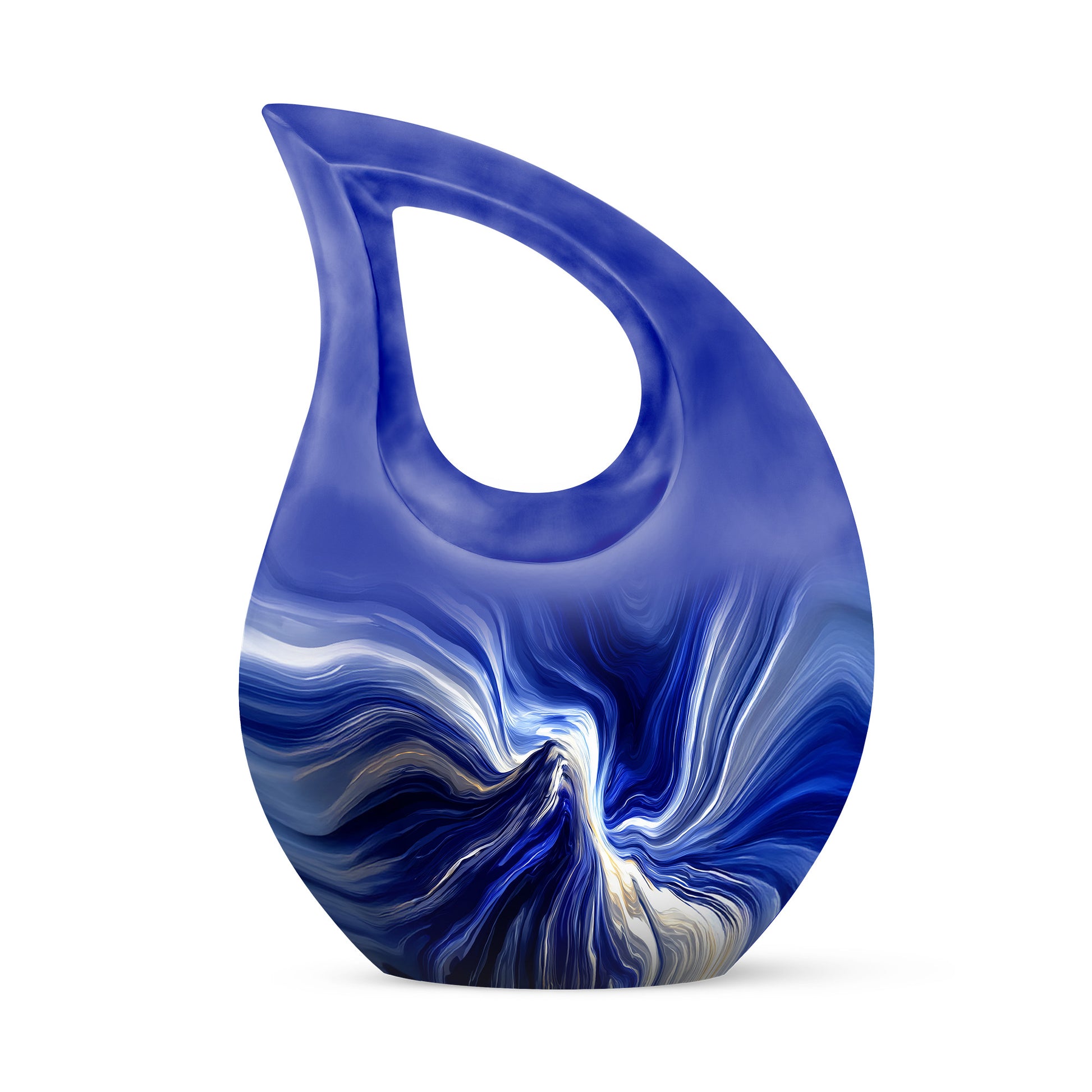 Personalized Elegant Blue Cremation Urns - Blue 10-inch, 200 cu in - Karyliz