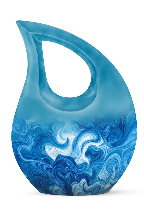 Ethereal Blue Memorial Cremation Urns - Blue 10-inch, 200 cu in - Karyliz