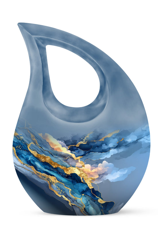 Graceful Blue Blue Sanctuary Urn for Human Ashes - 10-inch, 200 cu in - Karyliz