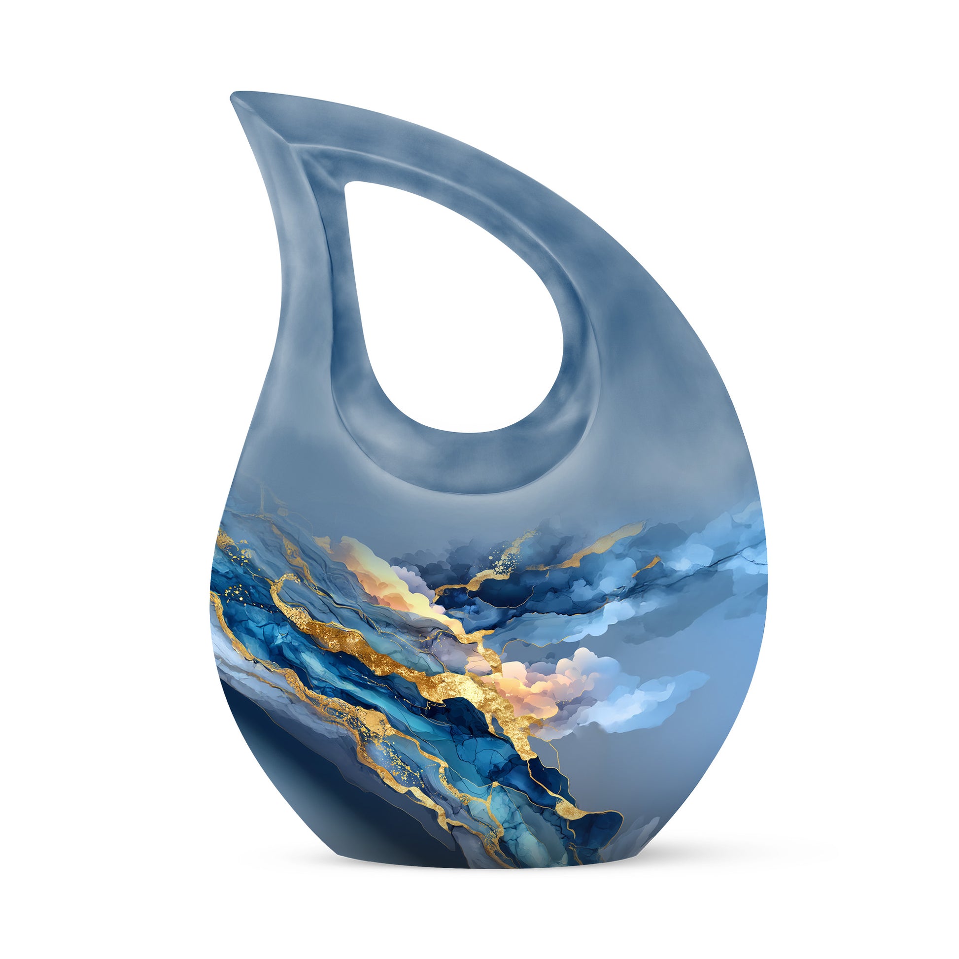 Graceful Blue Blue Sanctuary Urn for Human Ashes - 10-inch, 200 cu in - Karyliz