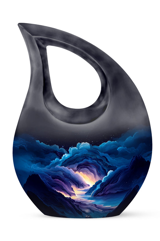 Graceful Blue Blue Resting Place Urn for Human Ashes - 10-inch, 200 cu in - Karyliz