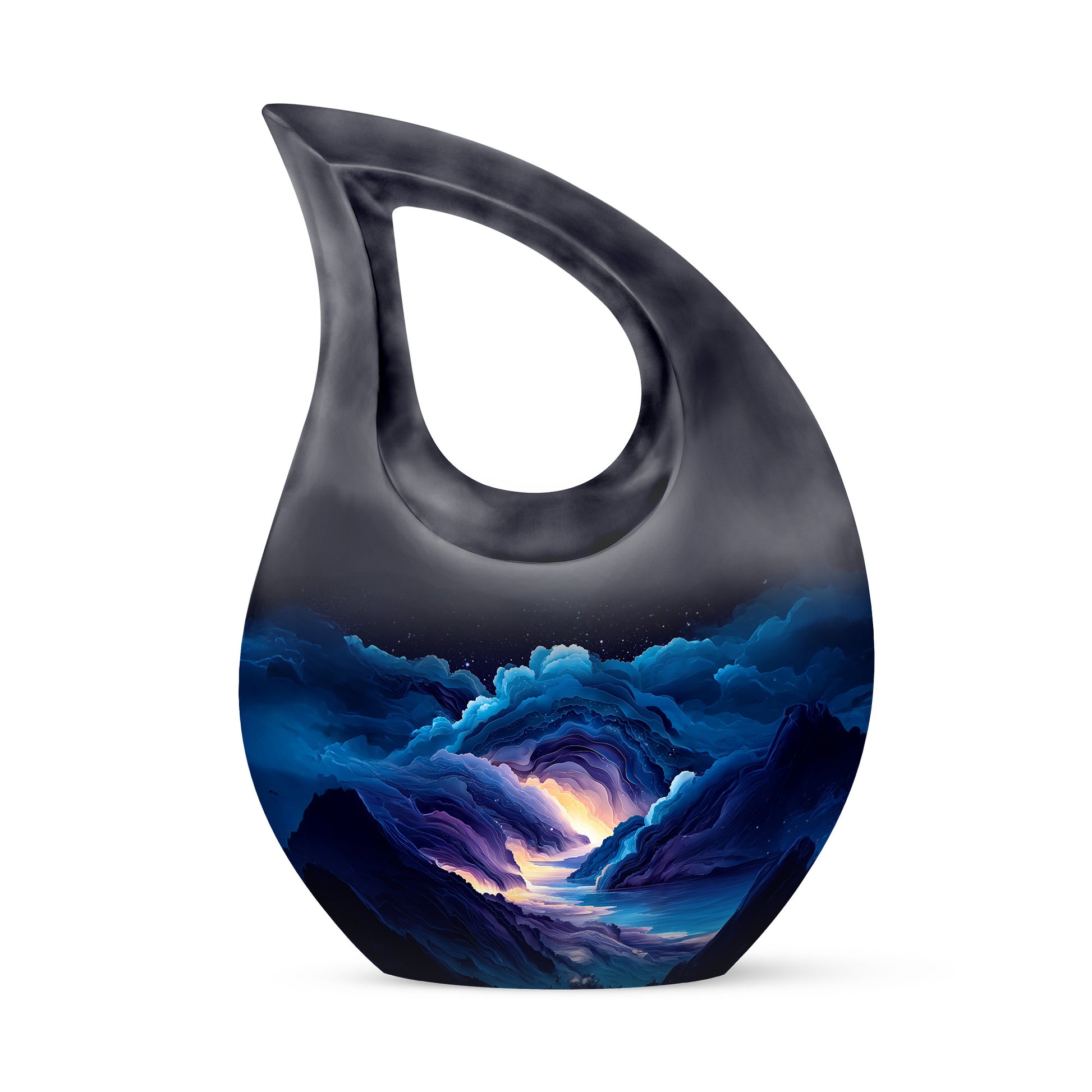 Graceful Blue Blue Resting Place Urn for Human Ashes - 10-inch, 200 cu in - Karyliz