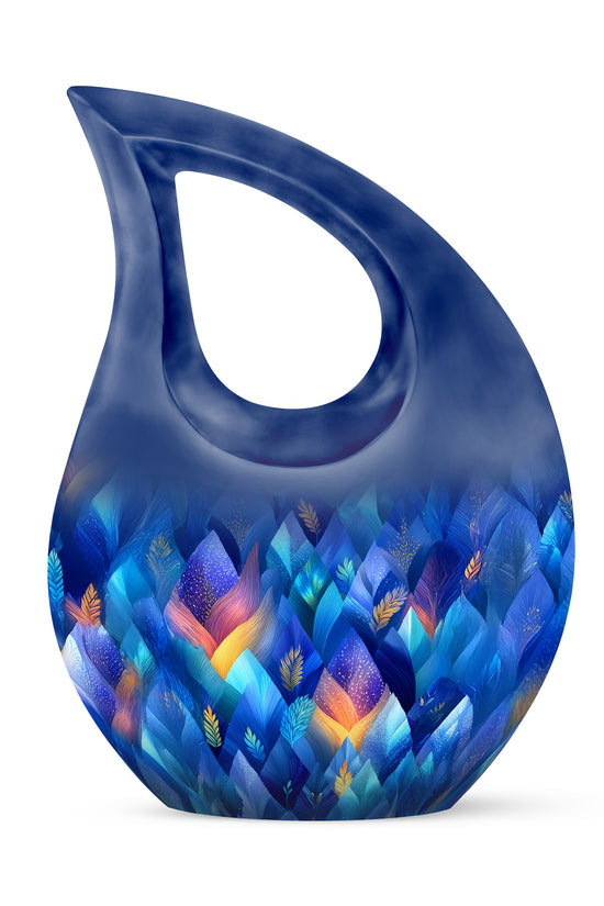 Blue Stately Blue Cremation Urns for Human Ashes - 10-inch, 200 cu in - Karyliz