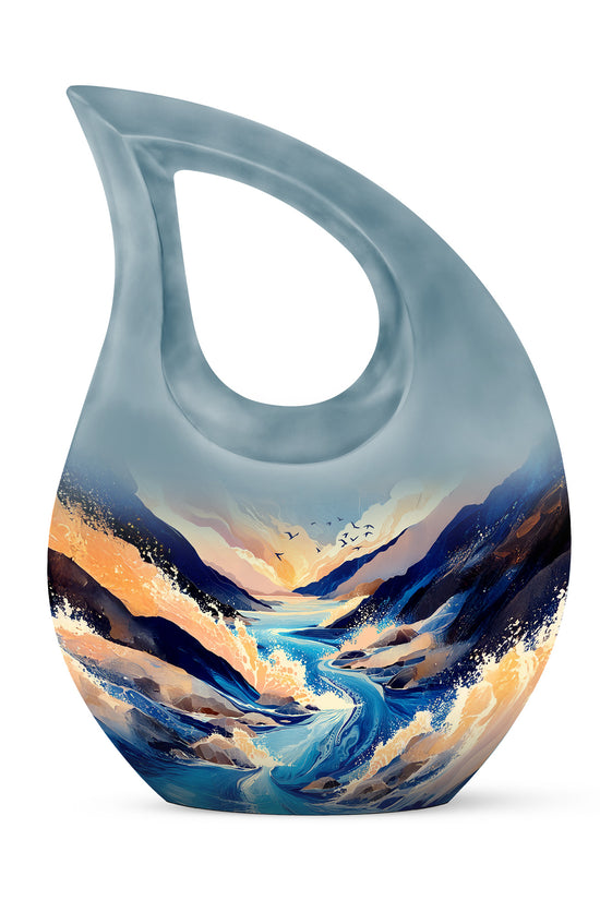 Inspiring Blue Blue Passage Urn for Human Ashes - 10-inch, 200 cu in - Karyliz