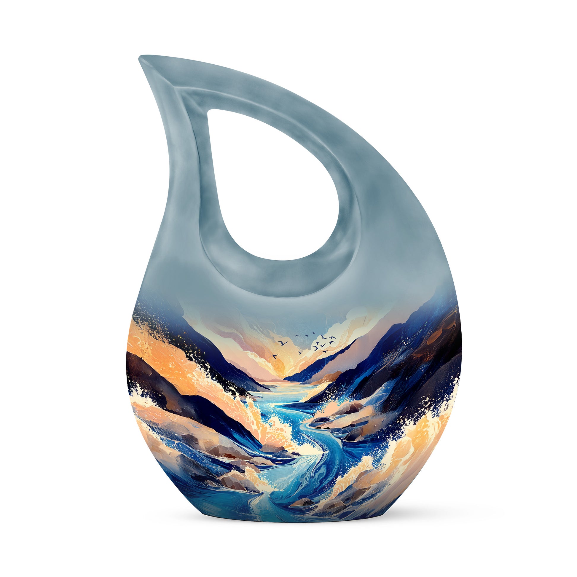Inspiring Blue Blue Passage Urn for Human Ashes - 10-inch, 200 cu in - Karyliz