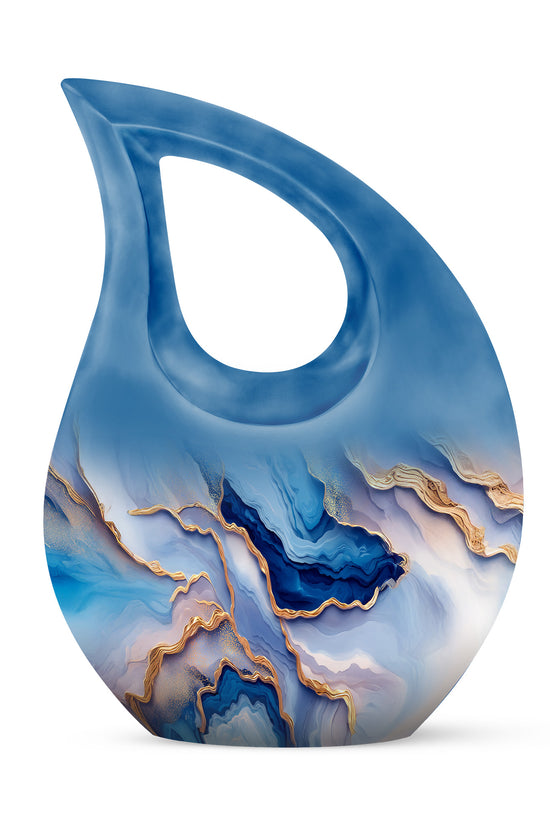 Blue Resounding Blue Memorial Urn for Ashes - 10-inch, 200 cu in - Karyliz