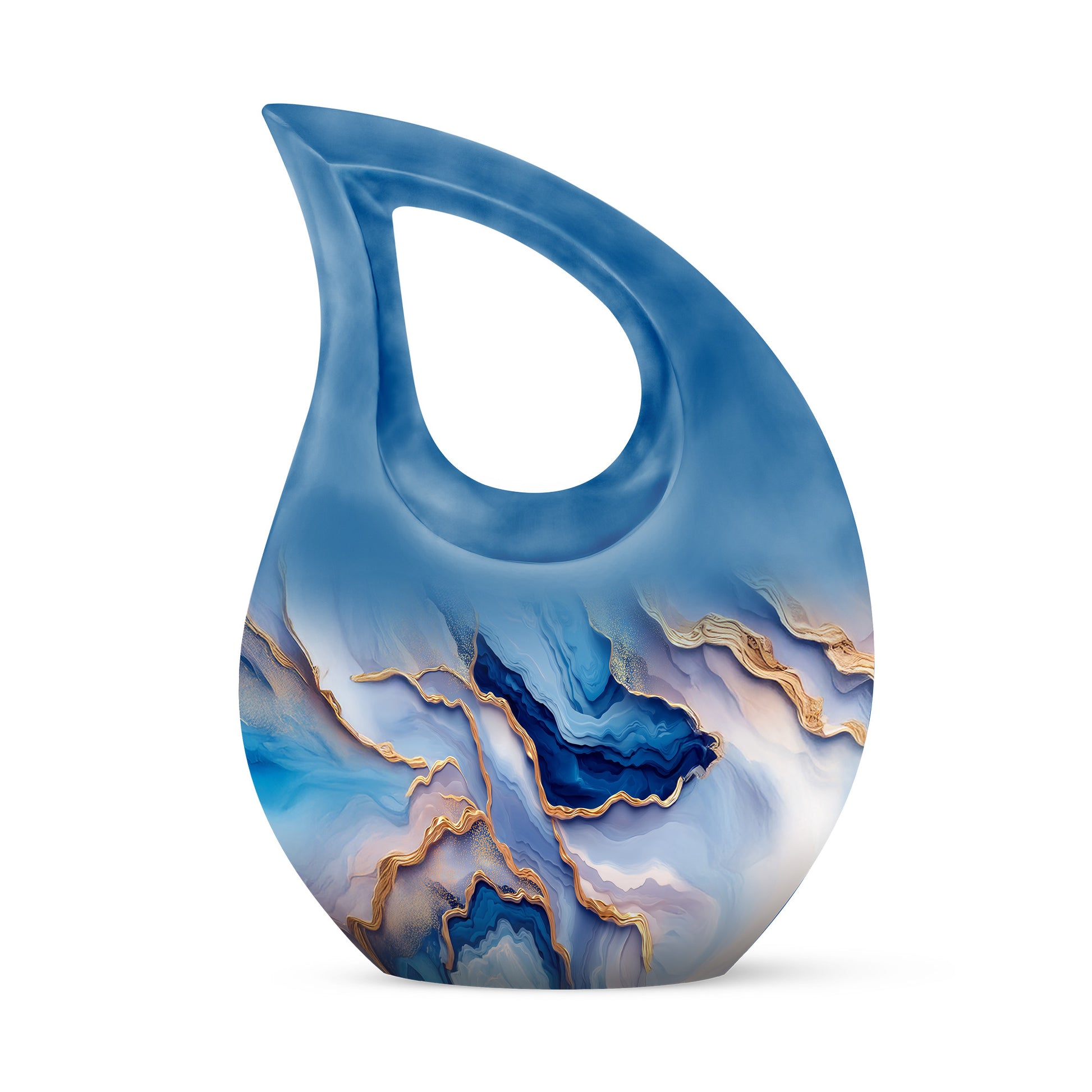 Blue Resounding Blue Memorial Urn for Ashes - 10-inch, 200 cu in - Karyliz